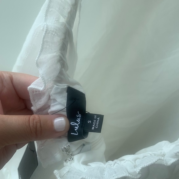 Lulus Daylight Darling Lace Trim Dress White Size Small - Picture 8 of 9